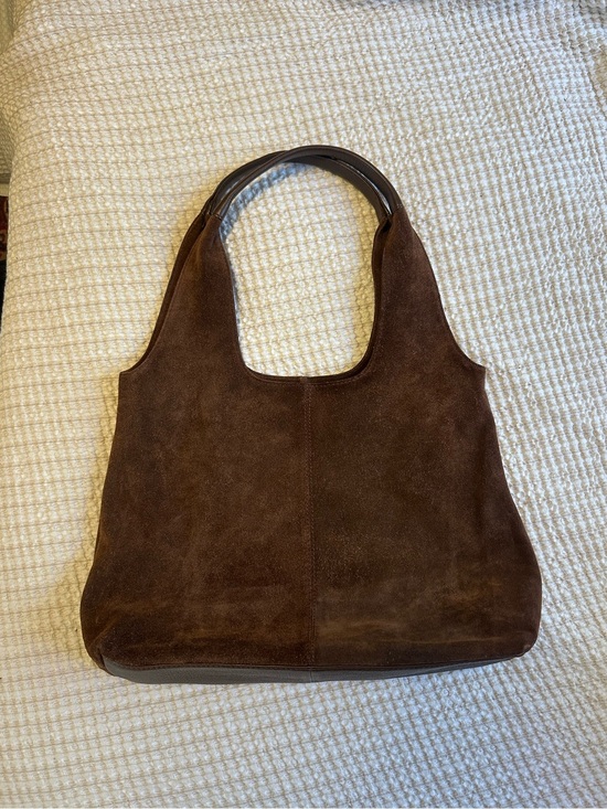 American Leather Co. Handbags - Brown Genuine Suede Tote Shoulder Bag